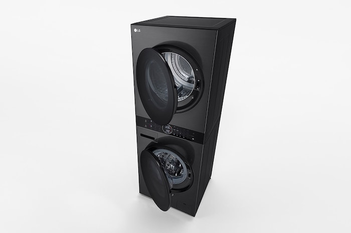 LG Máquina de Lavar e Secar LG WashTower, 12 kg de lavar e 10 kg de secar, eficiência energética A-10% e C, AIDD™, Steam™, TurboWash™, Dual Inverter Heat Pump™, EcoHybrid™, limpeza automática do condensador, preto, WT1210BBF