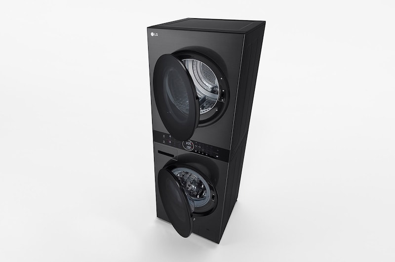 LG Máquina de Lavar e Secar LG WashTower, 12 kg de lavar e 10 kg de secar, eficiência energética A-10% e C, AIDD™, Steam™, TurboWash™, Dual Inverter Heat Pump™, EcoHybrid™, limpeza automática do condensador, preto, WT1210BBF