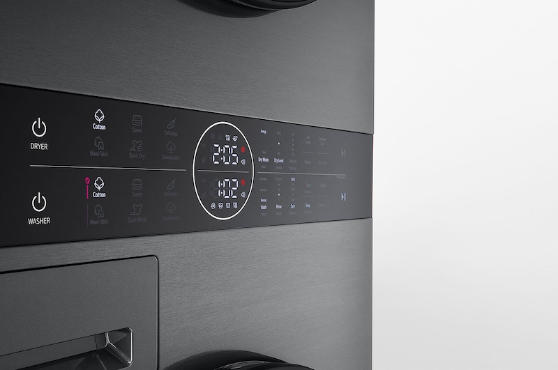 LG Máquina de Lavar e Secar LG WashTower, 12 kg de lavar e 10 kg de secar, eficiência energética A-10% e C, AIDD™, Steam™, TurboWash™, Dual Inverter Heat Pump™, EcoHybrid™, limpeza automática do condensador, preto, WT1210BBF