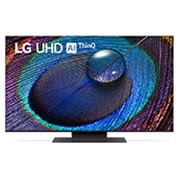 Vista frontal de LG UHD TV 4K, série UR91, Processador α5 Gen6 AI, webOS 23 50UR91006LA