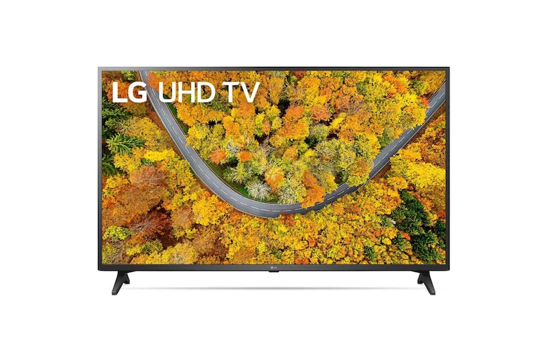 Vista frontal de LG UHD TV 4K, série UP75, Processador Quad Core, webOS 6.0 65UP75006LF