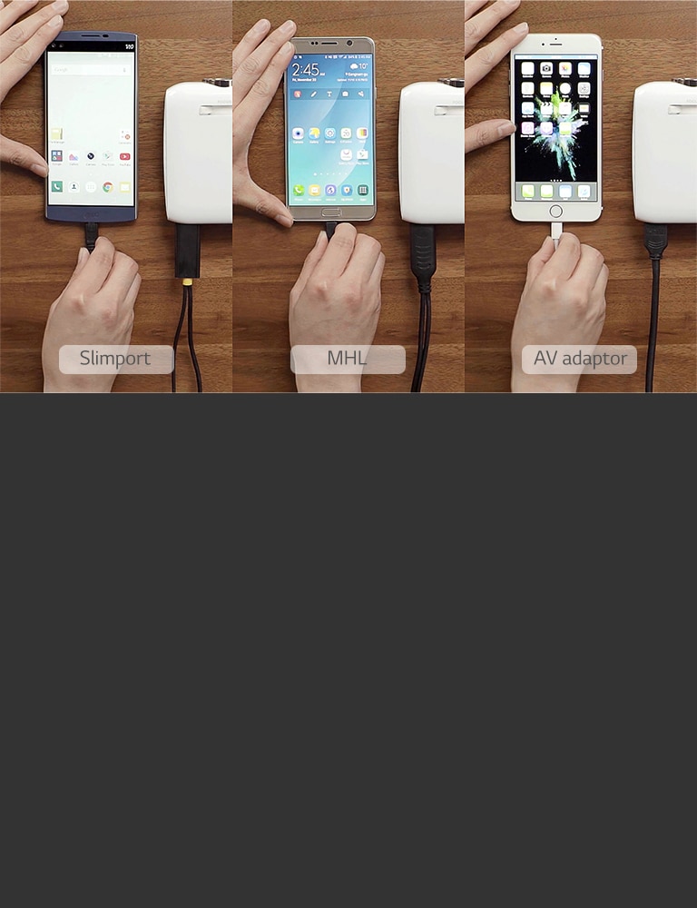 Espelhamento com fios para o Smartphone