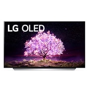 Vista frontal de LG OLED TV 4K, série C1, Processador α9 Gen4 AI, webOS 6.0 OLED48C16LA