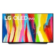 Vista frontal de LG OLED evo TV 4K, série C2, Processador α9 Gen5 AI, webOS 22 OLED48C24LA