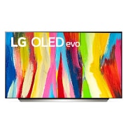 Vista frontal de LG OLED evo TV 4K, série C2, Processador α9 Gen5 AI, webOS 22 OLED48C26LB