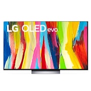 Vista frontal de LG OLED evo TV 4K, série C2, Processador α9 Gen5 AI, webOS 22 OLED55C24LA
