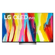 Vista frontal de LG OLED evo TV 4K, série C2, Processador α9 Gen5 AI, webOS 22 OLED55C26LD
