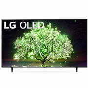 Vista frontal de LG OLED TV 4K, série A1, Processador α7 Gen4 AI, webOS 6.0 OLED65A16LA