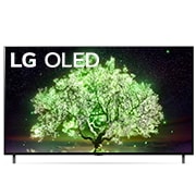 Vista frontal de LG OLED TV 4K, série A1, Processador α7 Gen4 AI, webOS 6.0 OLED77A16LA