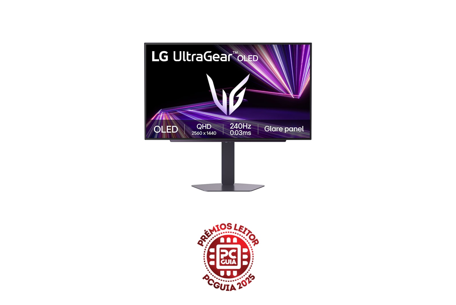 Vista frontal de LG UltraGear™ GX7 de 27 polegadas Monitor para gaming OLED QHD de 240Hz, DisplayHDR™ True Black 400, 0.03ms (GtG), Painel Glare 27GX704A-B