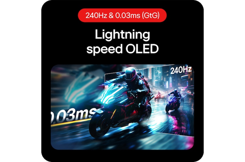 LG UltraGear™ GX7 de 27 polegadas Monitor para gaming OLED QHD de 240Hz, DisplayHDR™ True Black 400, 0.03ms (GtG), Painel Glare, 27GX704A-B