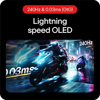 LG UltraGear™ GX7 de 27 polegadas Monitor para gaming OLED QHD de 240Hz, DisplayHDR™ True Black 400, 0.03ms (GtG), Painel Glare, 27GX704A-B