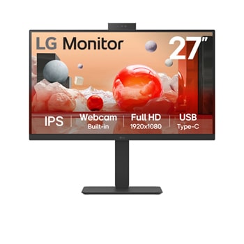 Vista frontal de Monitor IPS de 27 polegadas Full HD com webcam FHD integrada e USB Type-C™ 27BA850-B