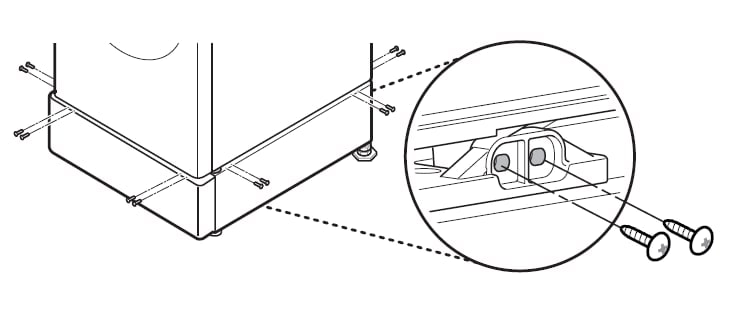 Se todos os parafusos estiverem instalados incorretamente, isso pode causar vibrações excessivas (apenas modelo Pedestal).1