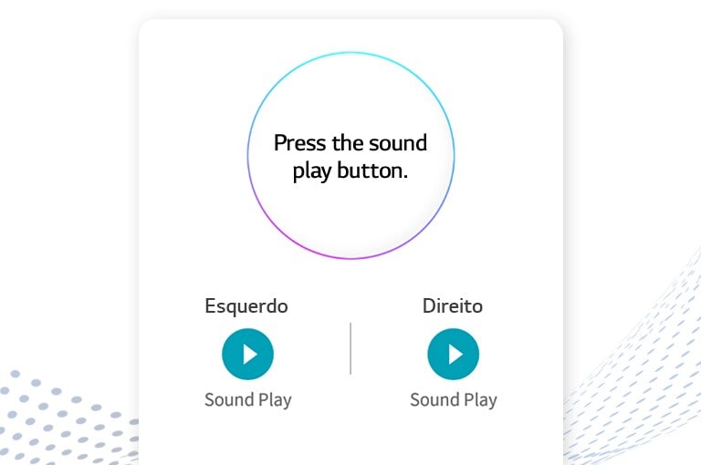 Captura de ecrã da UI da aplicação Encontrar auriculares a mostrar os botões Esquerdo e Direito para cada auricular.