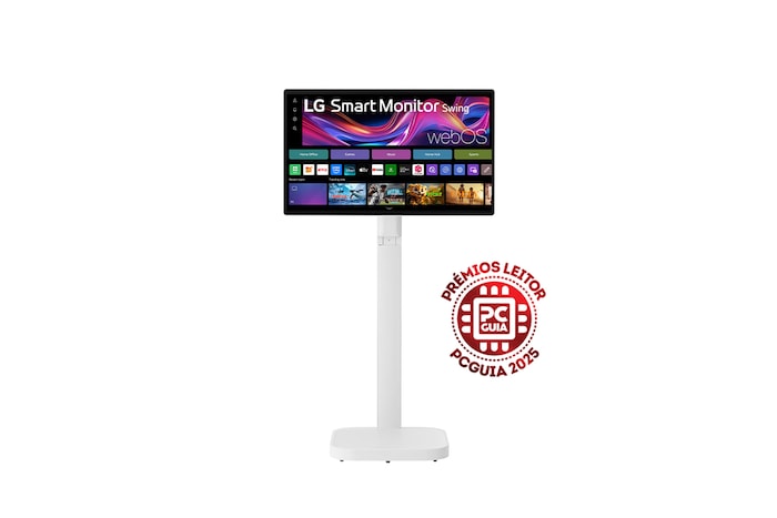 Vista lateral de +30 graus com a altura do monitor ajustada para baixo