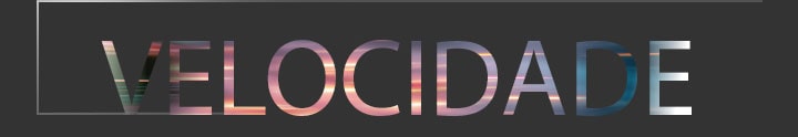 A palavra "SPEED" em letras grandes com gradiente, centrada num fundo escuro com uma caixa fina delineada que se estende a partir da esquerda.	
