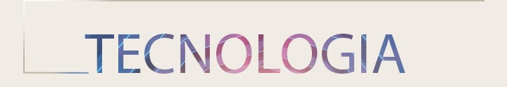 A palavra 'TECHNOLOGY' em letras grandes com gradiente, centrada num fundo escuro com uma caixa fina delineada que se estende a partir da esquerda.	
