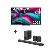 Vista frontal de Smart TV LG OLED evo AI C5 4K 2025 de 83 polegadas + LG Soundbar S95QR OLED83C5ELA.BUNDLE