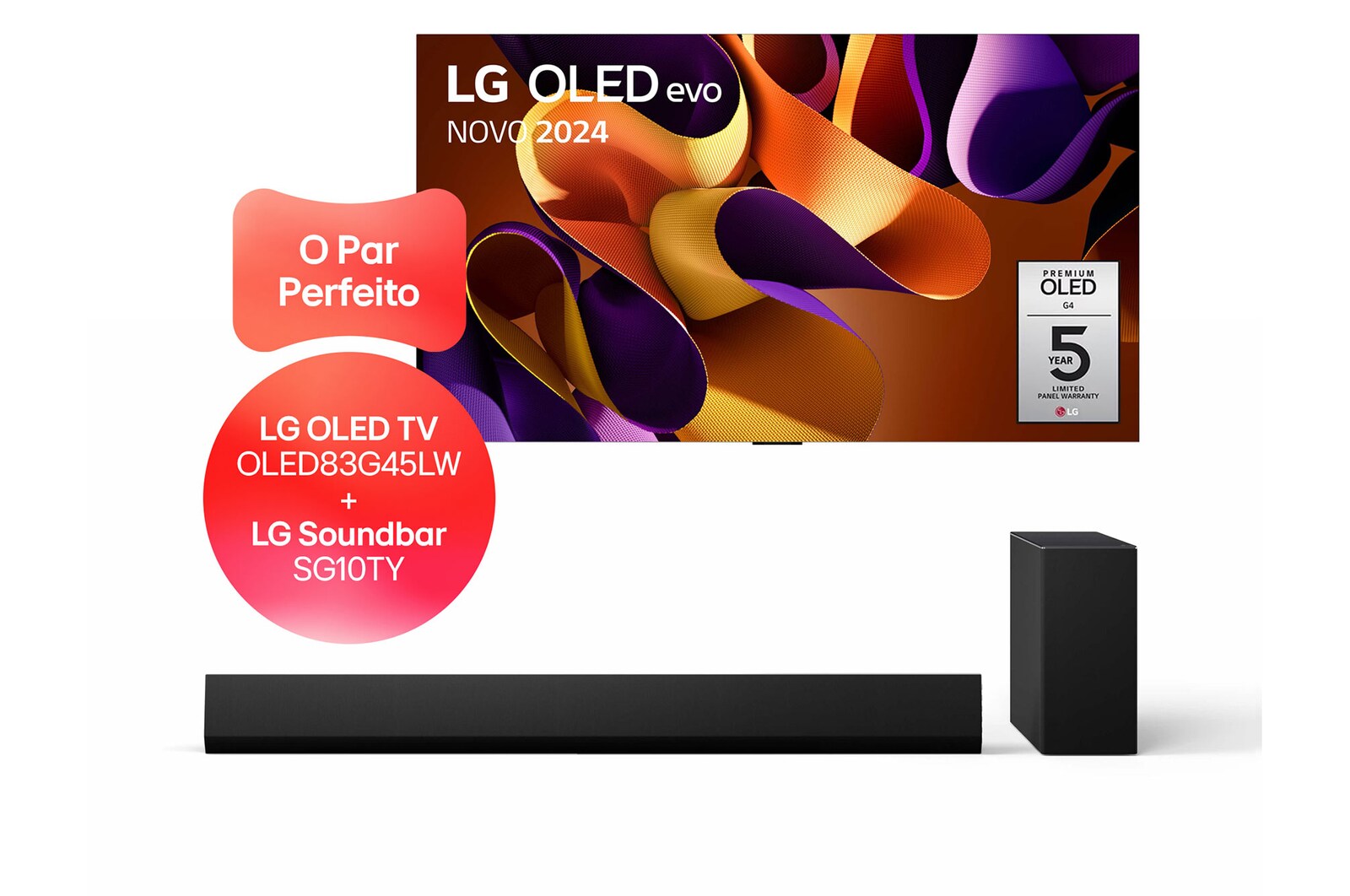 LG OLED evo G4 4K Smart TV 83 polegadas + LG Soundbar Dolby Atmos com 3