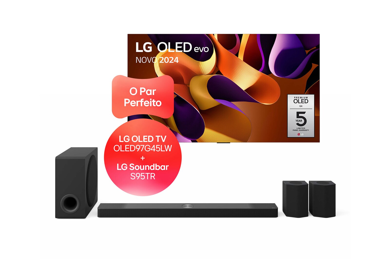 LG OLED evo G4 4K Smart TV 97 polegadas + LG Soundbar Dolby Atmos com 3