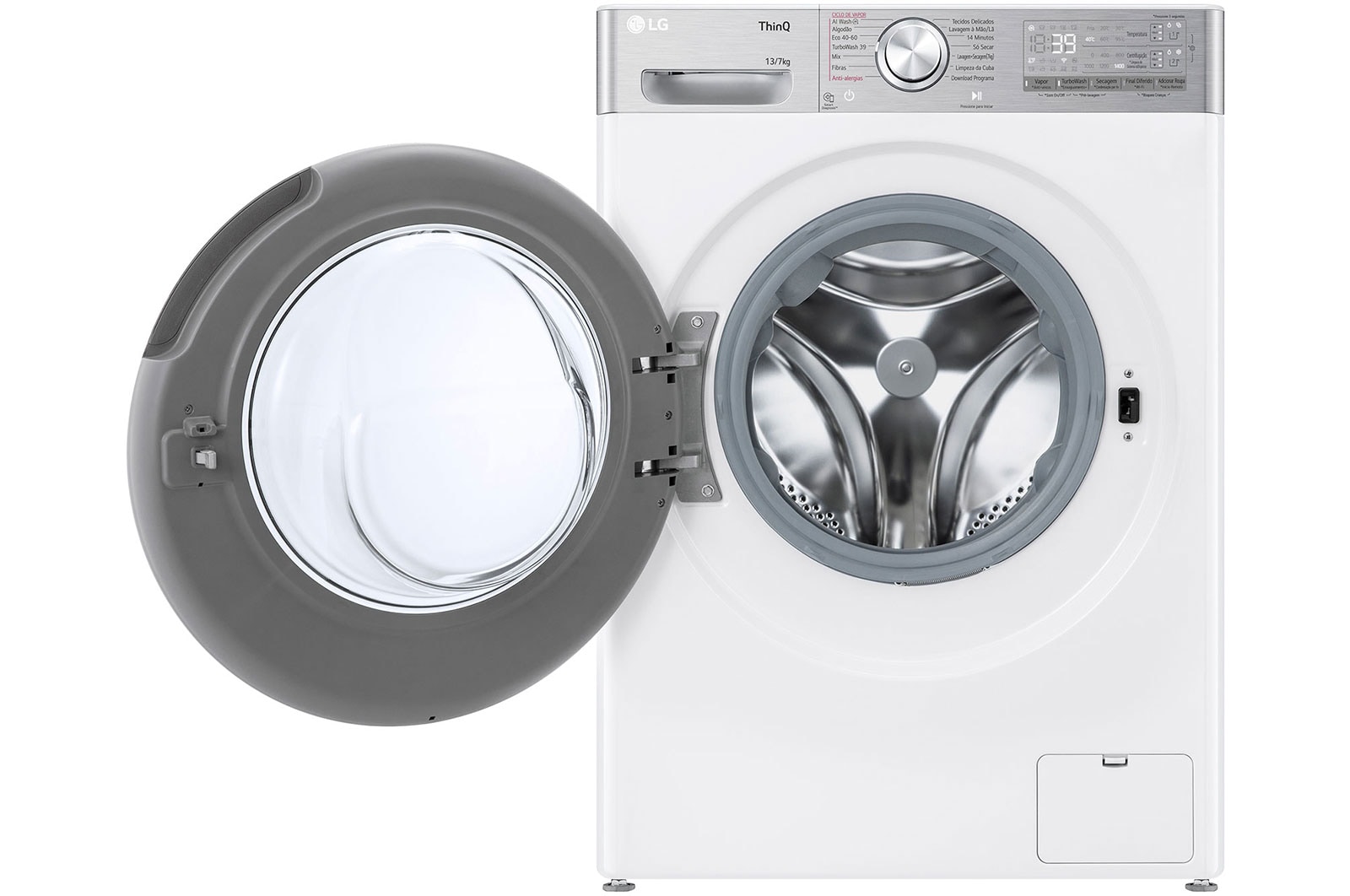 LG Máquina de lavar e secar roupa LG F4DR9513P2W, 13/7 kg, eficiência energética A-10%/D, 1400 r.p.m., AI DD™, Steam+™, TurboWash360™, ezDispense™, EcoHybrid™, branco, F4DR9513P2W