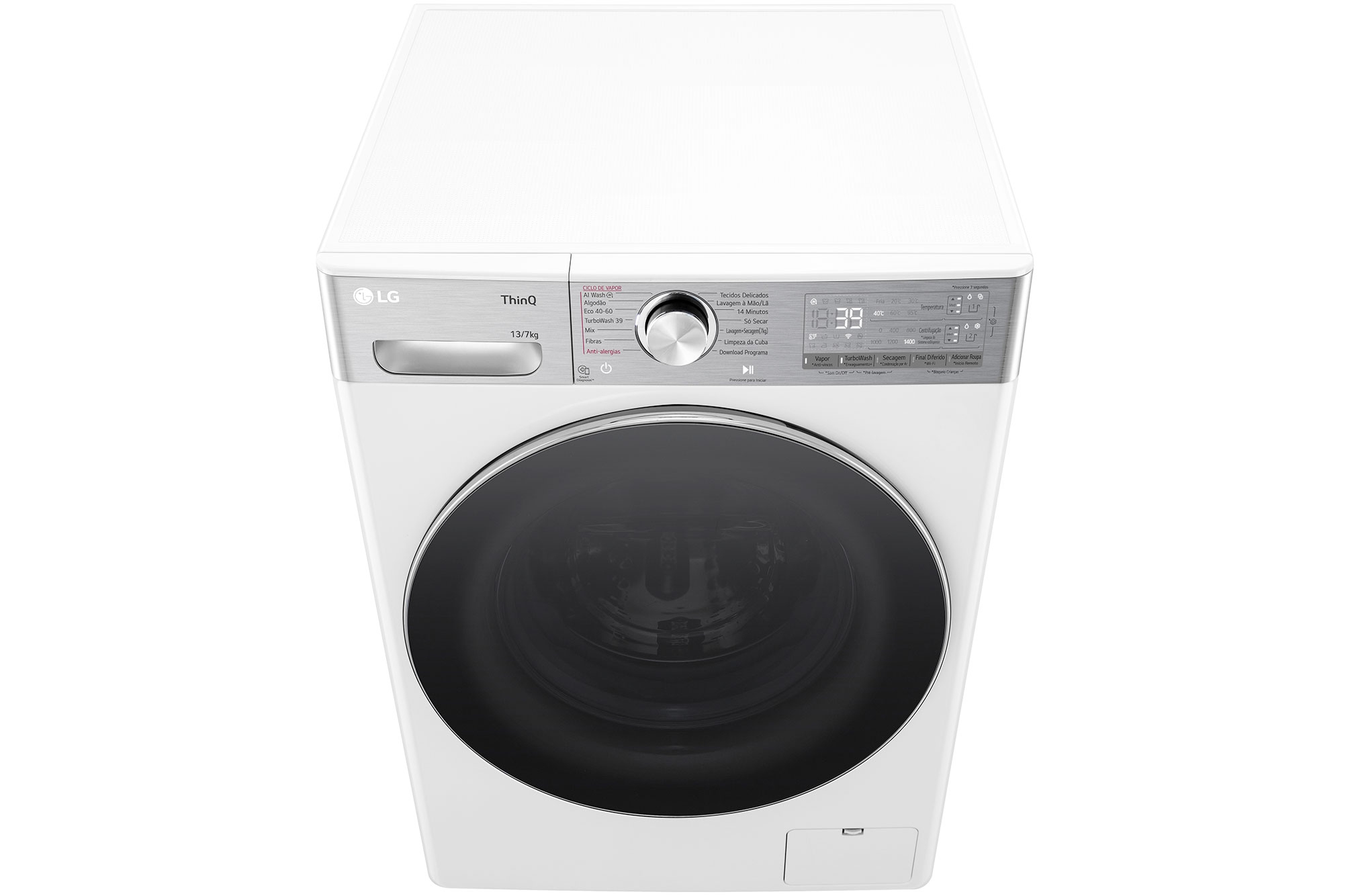 LG Máquina de lavar e secar roupa LG F4DR9513P2W, 13/7 kg, eficiência energética A-10%/D, 1400 r.p.m., AI DD™, Steam+™, TurboWash360™, ezDispense™, EcoHybrid™, branco, F4DR9513P2W