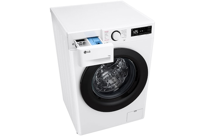 Top perspective view with detergent port open