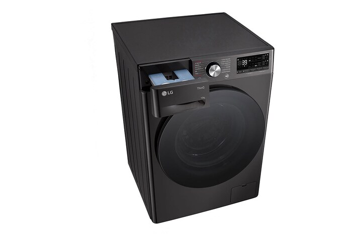 Vista em perspectiva superior esquerda com gaveta aberta