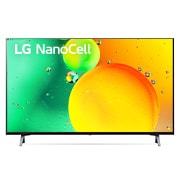 Vista frontal de LG NanoCell TV 4K, série NANO75, Processador α5 Gen5 AI, webOS 22 43NANO756QC