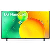 Vista frontal de LG NanoCell TV 4K, série NANO75, Processador α5 Gen5 AI, webOS 22 55NANO756QC