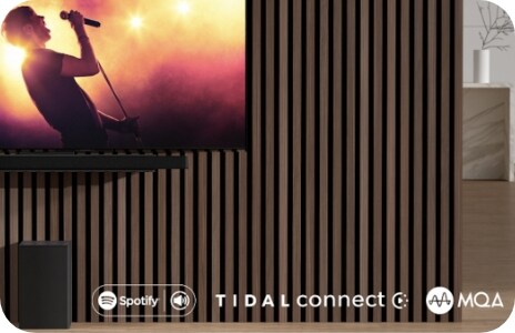 Imagem de TV a trabalhar com a LG Soundbar a mostrar Streaming de Música HD