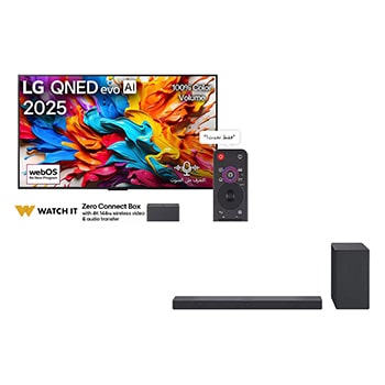 صورة أمامية لـ تلفزيون LG QNED evo AI QNED9M مقاس 75 بوصة MiniLED بدقة 4K معدل تحديث 144Hz VRR ذكي مع جهاز تحكم سحري بالذكاء الاصطناعي webOS25 إصدار 2025 + مكبر الصوت الجديد من إل جي لصوت متناغم مثالي 75QNED9MA6A.SC9S