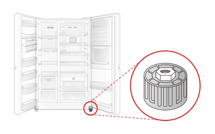 يوجد برغي في الجزء السفلي من الثلاجة