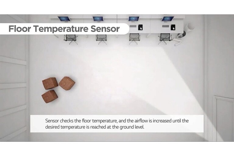 يستخدم مستشعر درجة حرارة الأرضية الذي يفحص درجة حرارة الغرفة مستوى الأرضية. 