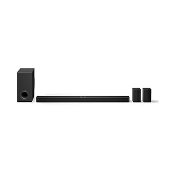 صورة أمامية لمكبر الصوت Soundbar والمضخم الصوتي والسماعات الخلفية