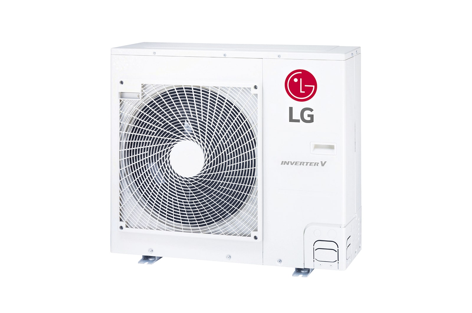 تتميز وحدة LG Single Split الخارجية بشكل مستطيل طويل وتحتوي على مروحة كبيرة مدمجة بالداخل