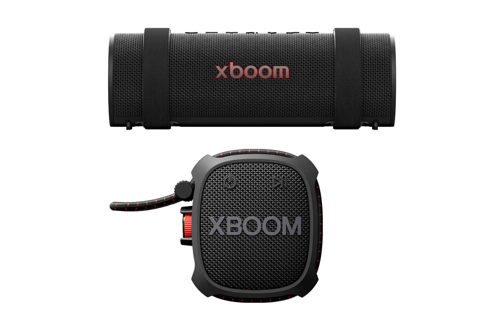 صورة أمامية لـ ضبط LG xboom Grab بواسطة will.i.am + مكبر صوت LG XBOOM Go XG2TBK المحمول الذي يعمل بخاصية Bluetooth ومزود ببطارية تدوم 10 ساعات GRAB.XG2T