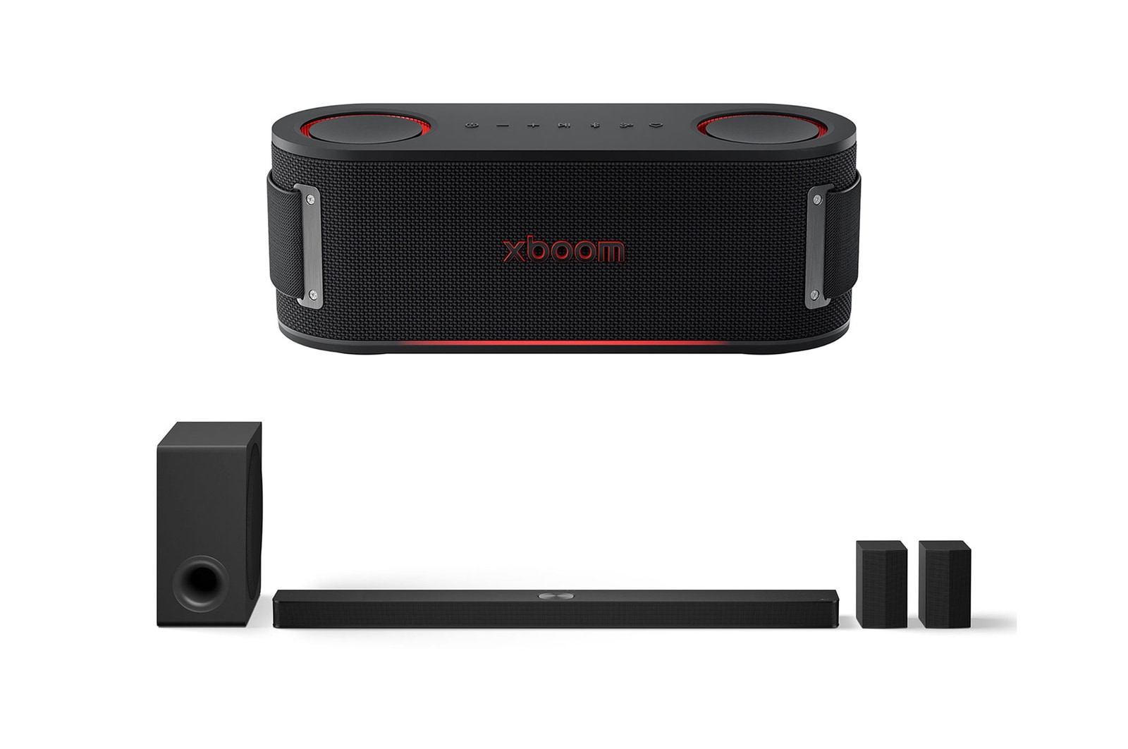 صورة أمامية لـ مكبر الصوت LG Soundbar S90TR للتلفزيون مع Dolby Atmos بنظام 7.1.3 قناة + LG xboom Bounce من ابتكارات will.i.am S90TR.BOUN001