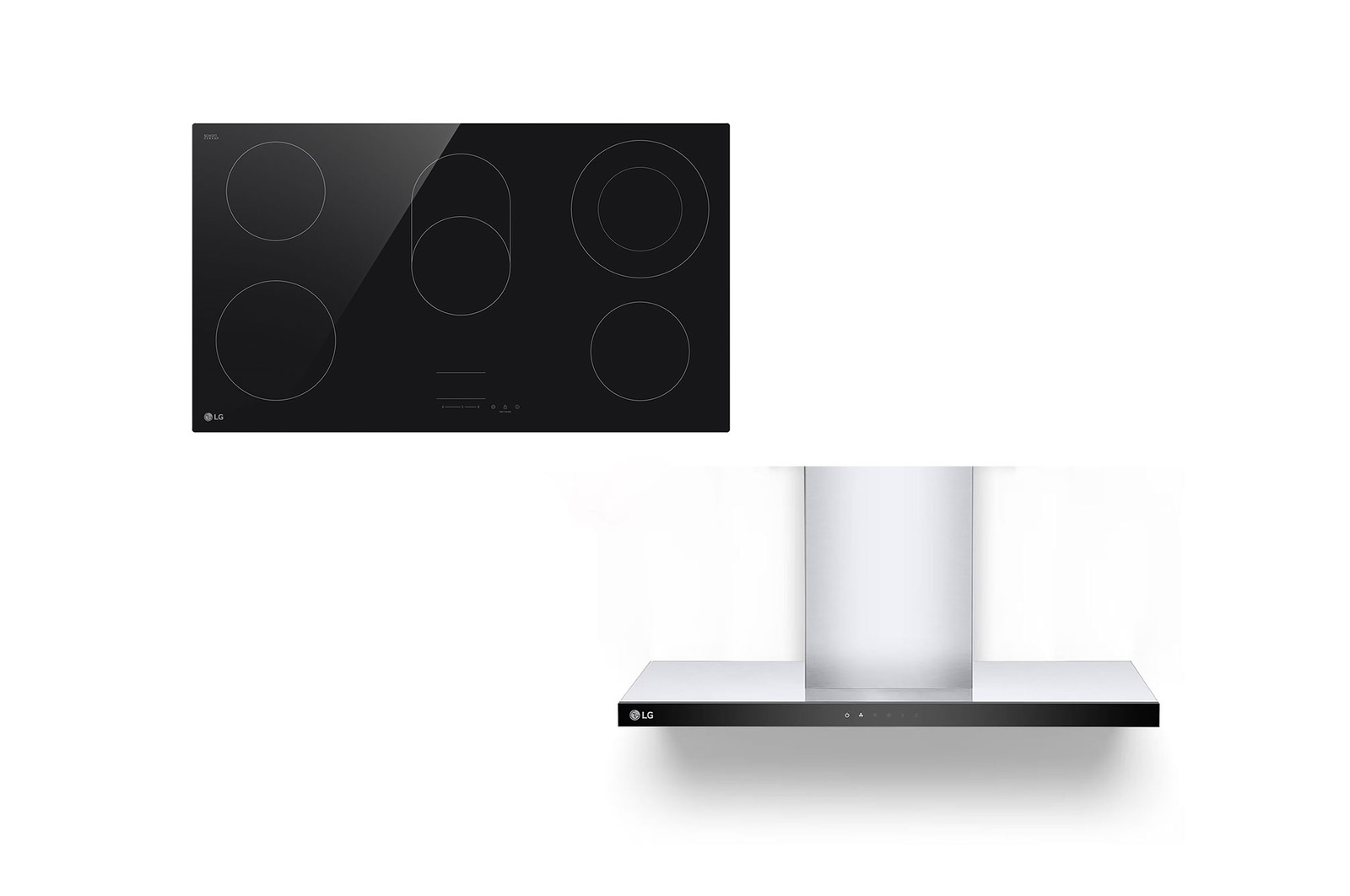 صورة أمامية لـ موقد إل جي رادينت 90 سم | 5 شعلات + شفاط عرض 90 سم بشفط قوي مع التحكم باللمس CE5Z3625BN.HC7Z3