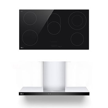 صورة أمامية لـ موقد إل جي رادينت 90 سم | 5 شعلات + شفاط عرض 90 سم بشفط قوي مع التحكم باللمس CE5Z3625BN.HC7Z3