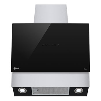 LG شفاط مطبخ عمودي من إل جي، 60 سم، تحكم باللمس، 3 أوضاع طاقة، فلتر ألومنيوم، ستانلس ستيل مع زجاج أسود, HCEZ2428B