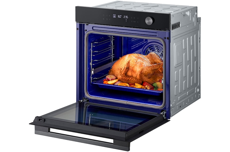 Right side view door open with food