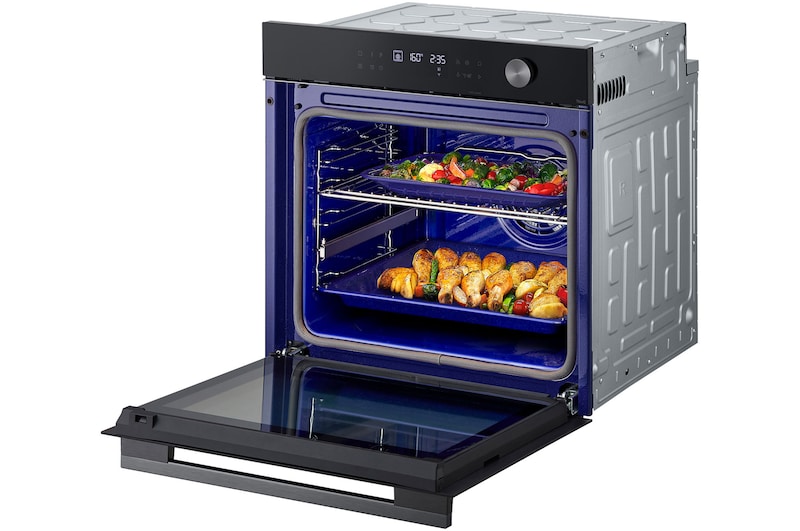 Right side view door open with food