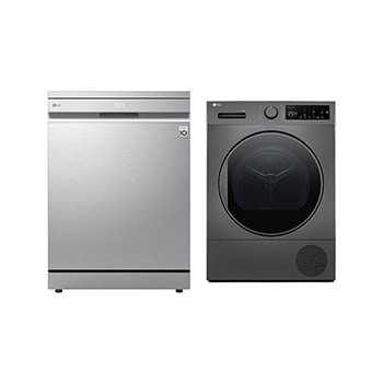 صورة أمامية لـ غسالة أطباق 14 مكان QuadWash™ TrueSteam™ + نشافة بالمضخة الحرارية، سعة 8 كغم، لون فضي DFC287HVS.RH81T