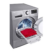 LG مجفف من النوع المكثف سعة 7 كجم، تجفيف باستخدام مستشعر، لون فضي حجري، تشخصيات ذكية للمشاكل, RC7066G2F