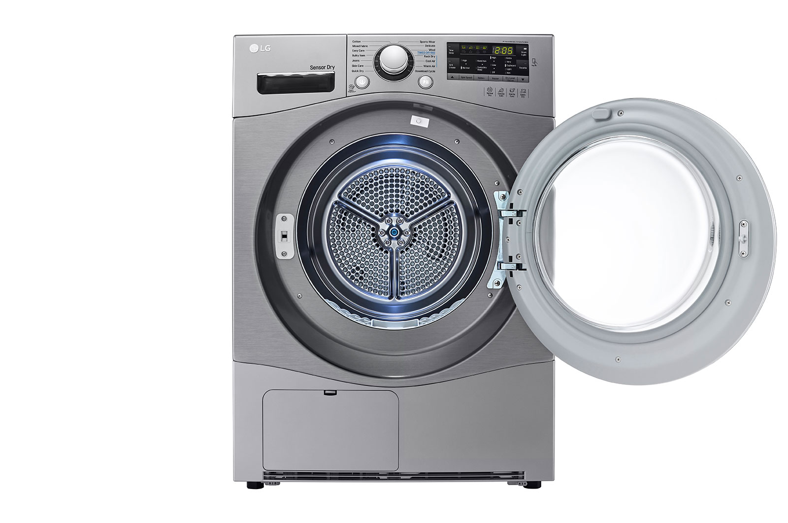LG مجفف من النوع المكثف سعة 7 كجم، تجفيف باستخدام مستشعر، لون فضي حجري، تشخصيات ذكية للمشاكل, RC7066G2F