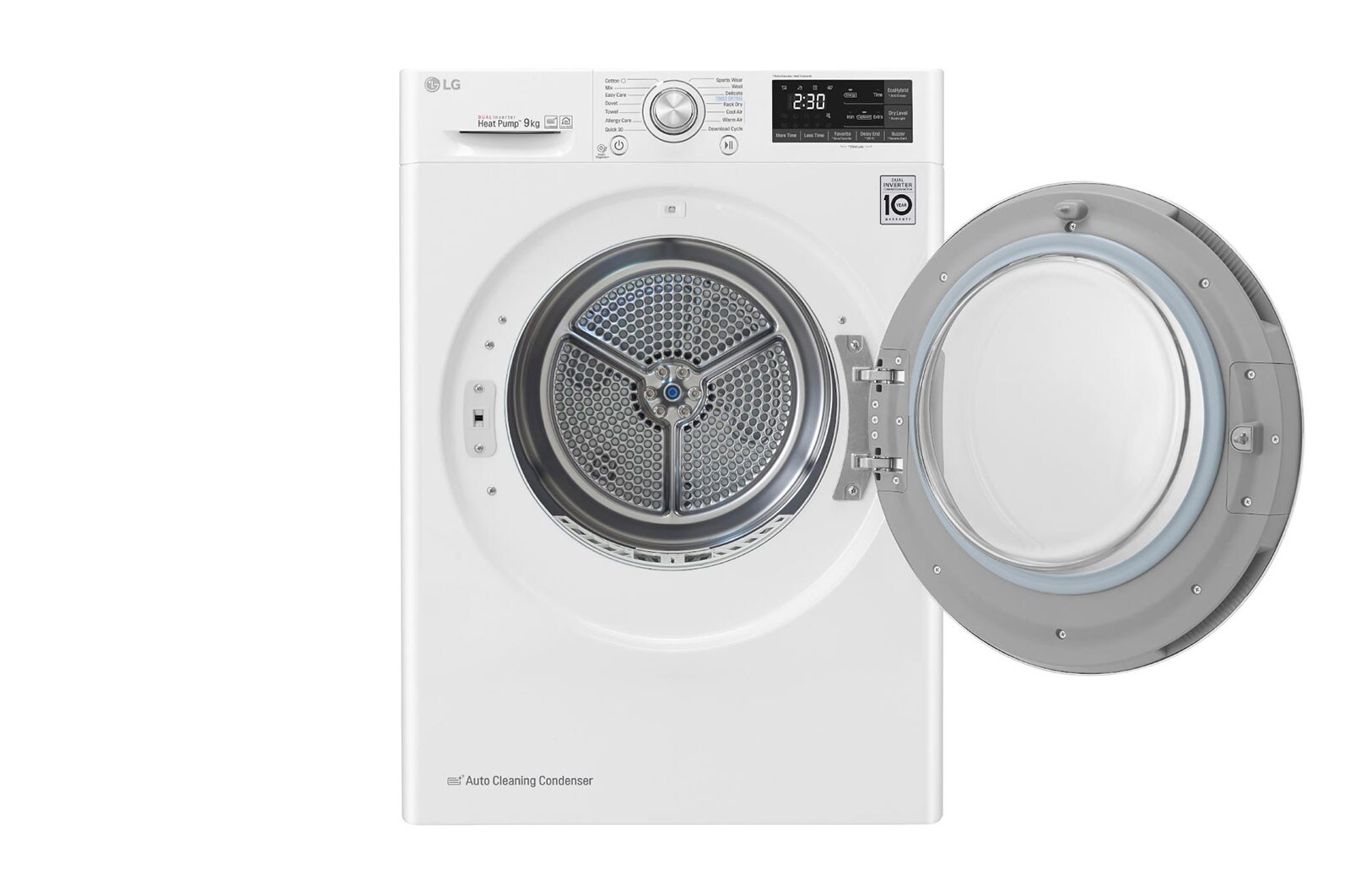 LG  مجفف ذو عاكس مزدوج سعة 9 كجم، مع مستشعر تجفيف، بلون فضي، يدعم تطبيق ThinQ, RC90V9AV2W