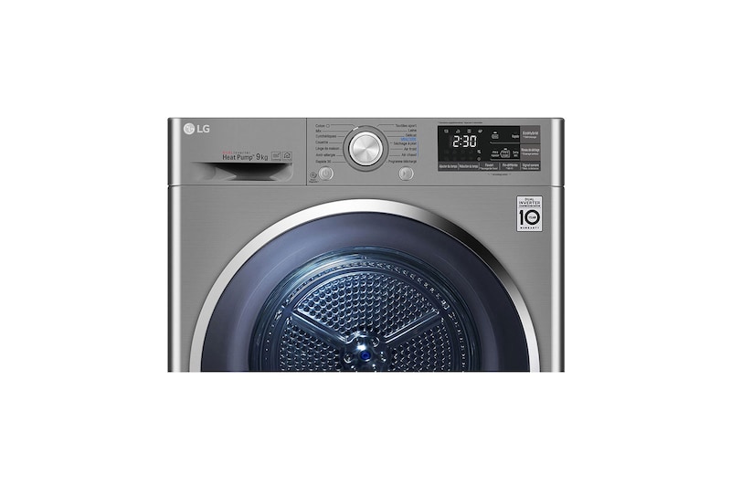 LG  مجفف ذو عاكس مزدوج سعة 9 كجم، مع مستشعر تجفيف، بلون فضي، يدعم تطبيق ThinQ , RC90V9EV2W