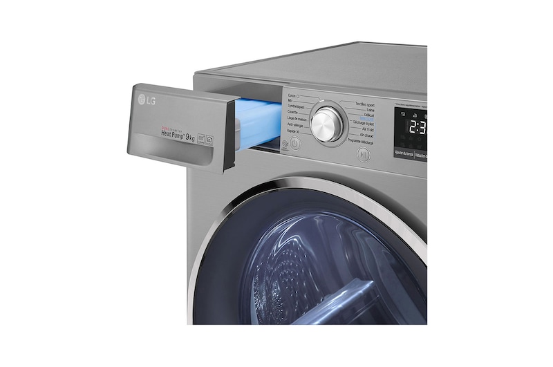 LG  مجفف ذو عاكس مزدوج سعة 9 كجم، مع مستشعر تجفيف، بلون فضي، يدعم تطبيق ThinQ , RC90V9EV2W